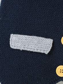 Em bé Con trai Single-breasted Áo vest Với Nơ thắt Và Mở Mặt trước Áo sơ mi - Xanh đậm - Xem 6