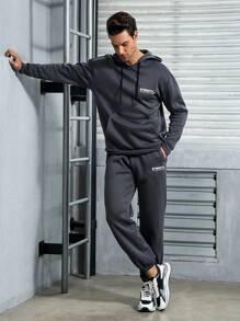 SHEIN Fitness Men's Gray Hooded Sweatshirt Set