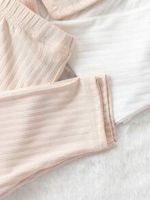 Bebé niña 3 piezas tejido de canalé Camiseta & 3 piezas Leggings - Rosa Pálido - Ver 6