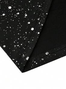 SHEIN Clasi Plus Galaxy Print Twist Front Dress - Black - View 4