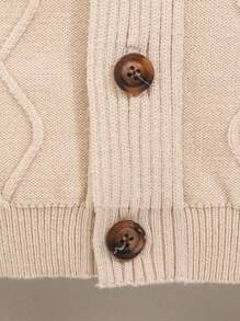 男嬰格紋圖案麻花編織開襟衫無襯衫 - 彩色 - 查看 4