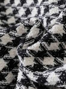 SHEIN Young Girl Houndstooth Print Contrast Binding Peplum Overcoat