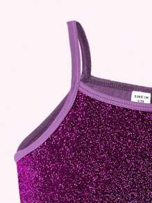 SHEIN Tween Girl's Shiny Fit & Flare Party Dress With Cinched Waist - Purple - View 3