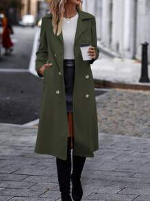 SHEIN Frenchy 休閒腰收風衣外套 - 軍綠色 - 查看 5