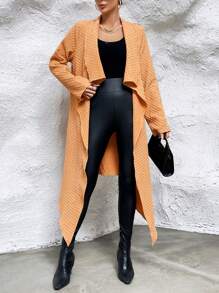 SHEIN LUNE 大翻領開門襟外套 - 棕色 - 查看 1