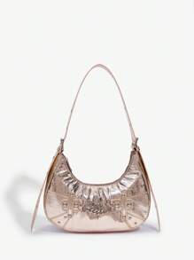 SHEIN SXY 扣環裝飾金屬 Hobo 包 - 玫瑰金 - 查看 1