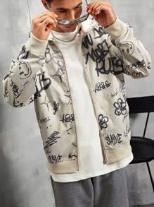 Manfinity Hypemode Men's Loose Fit Hoodie With Letter Print And Zipper - Multicolor - View 4