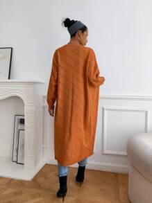 SHEIN LUNE Cárdigan de punto de malla de hombros caídos sin cinturón