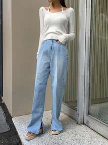 DAZY 女士纯色挂脖毛衣，秋装 - 白色 - 查看 6