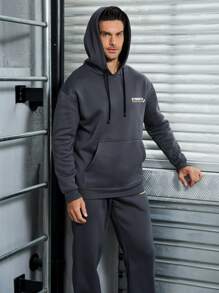 SHEIN Fitness Men's Gray Hooded Sweatshirt Set