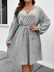 大尺碼鬆身肩帶前扣a字裙 - 淺灰色 - 查看 5