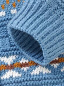 Baby Girls' Geometric Pattern Cardigan - Blue - View 4