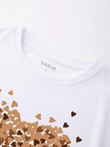 INAWLY Camiseta tipo crop top con estampado de corazón, camisetas gráficas para mujeres - Blanco - Ver 5