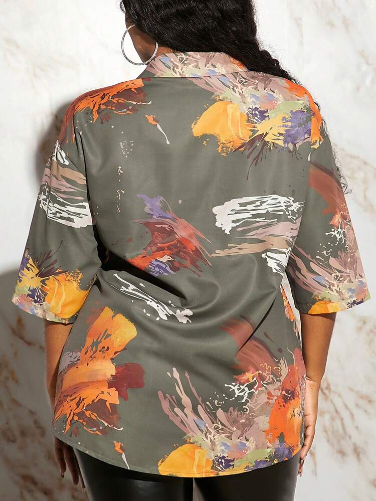 Graffiti Print Drop Shoulder Shirt