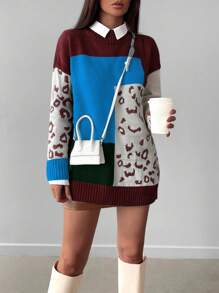 EURMUSE Khối màu Thả vai Áo len Không có áo lót - Nhiều màu - Xem 6