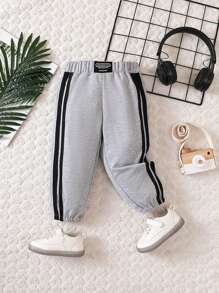 Boys Letter Patched Detail Contrast Tape Sweatpants - Multicolor - View 1