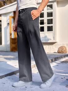 Manfinity EZcore 男士寬鬆直筒牛仔褲 - 黑色 - 查看 1