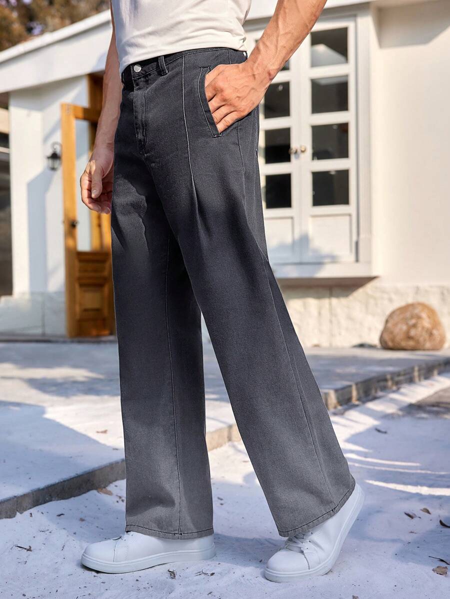 Manfinity EZcore 男士寬鬆直筒牛仔褲 - 黑色 - 查看 1