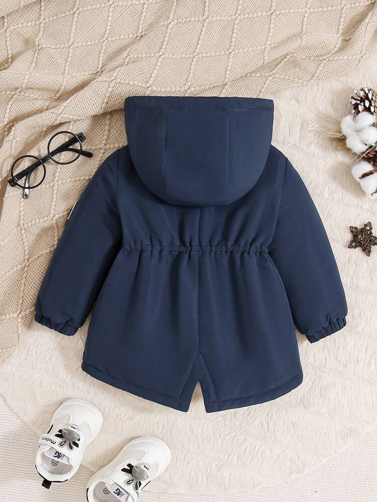 Chaqueta con capucha acolchada azul marino casual para bebés niños