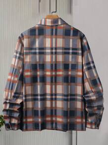 Manfinity Homme Men's Plaid Turn-down Collar Pocketed Woolen Coat - Multicolor - View 2
