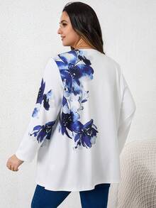 SHEIN LUNE 大碼印花開門襟外套 - 白色 - 查看 2