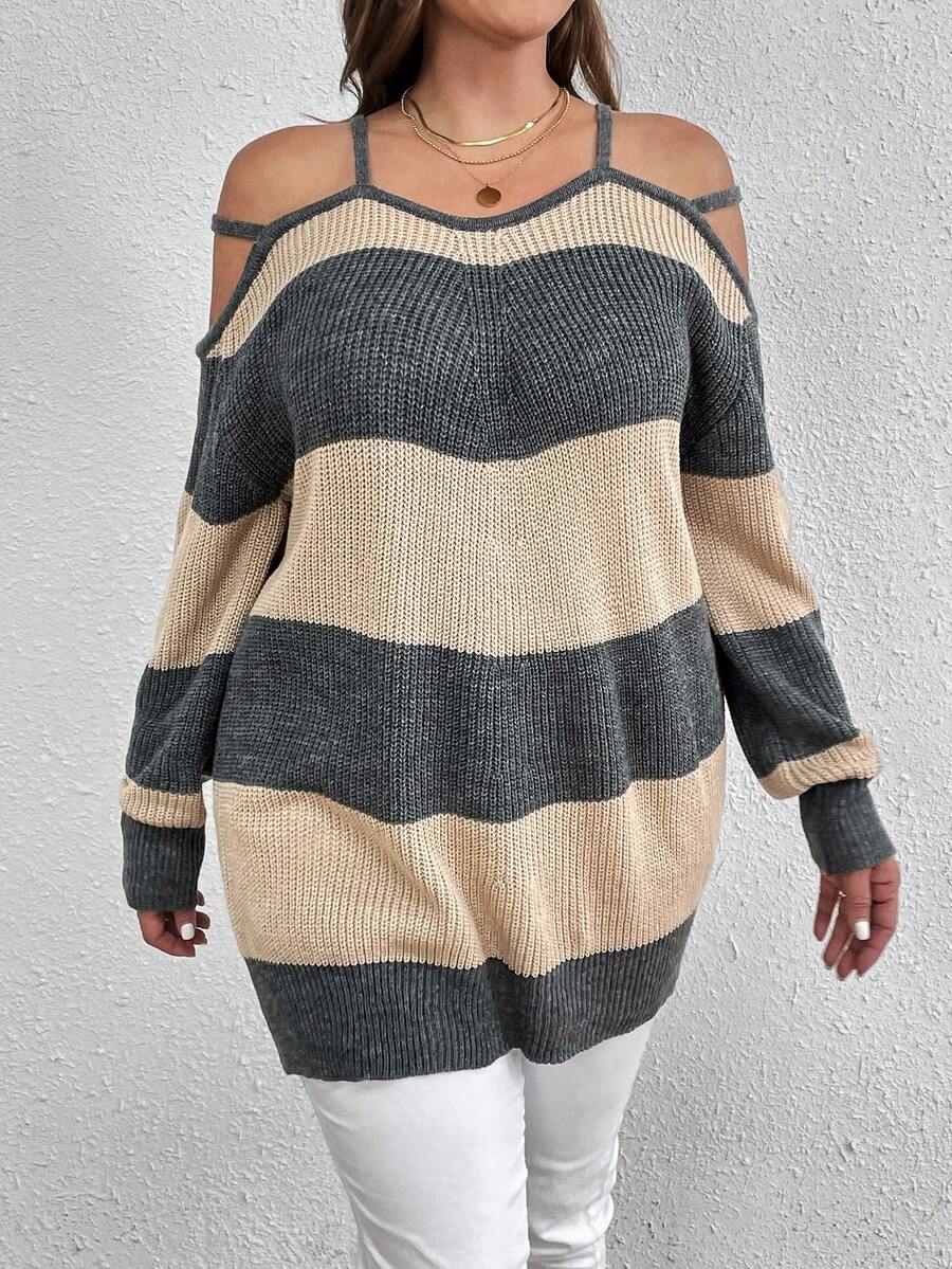 SHEIN LUNE Hơn Hai âm Vai lạnh Áo len - Nhiều màu - Xem 1