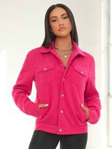 Manfinity VCAY Áo khoác nam 1 mảnh có túi cài nút phía trước, dành cho mùa thu đông - Hồng - Xem 3