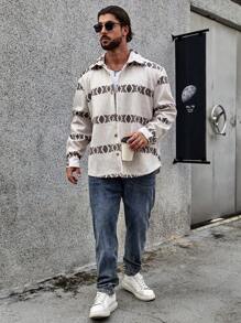 Manfinity Homme Nam Kích thước Lớn Hình học In Áo khoác kiểu sơ mi - Nhiều màu - Xem 6