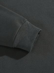 ROMWE Goth Women's Drop Shoulder Mushroom & Letter Print Sweatshirt, School,Long Sleeve Tops - Grey - View 5