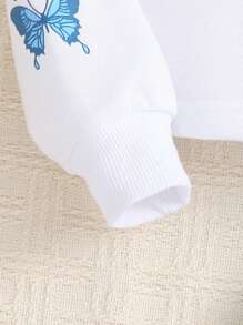 Baby Mädchen Lässig Boho Schmetterlings Grafiken Komfortables Hoodie in Weiß & Mom Jeans in voll-elastischer Taille Zwei Stück Set