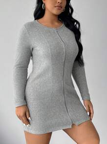 SHEIN EZwear 加大灰色緊身連身裙 - 灰色 - 查看 4