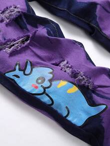 Tween Boy Cartoon Graphic Ripped Jeans - Multicolor - View 5