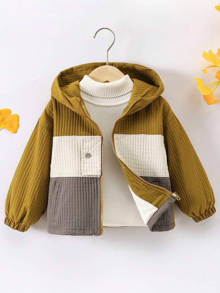 Toddler Boys' Color Block Zipper Hooded Jacket Coat
