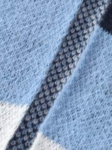 Manfinity Homme Áo khoác cardigan trùm đầu màu khối cho nam - Xanh và trắng - Xem 6