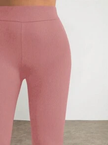 RueChic High Waisted Slight Flare Pants - Dusty Pink - View 3