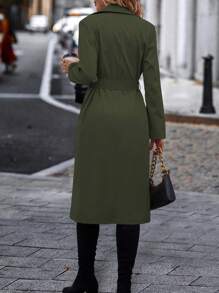 SHEIN Frenchy 休閒腰收風衣外套 - 軍綠色 - 查看 2