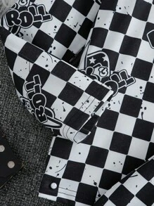 Tween Boys Checkerboard Pattern Two-Piece Loungewear Suit