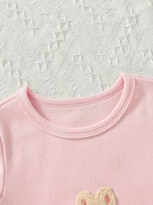 Baby Girls' Pink Cute Rabbit Embroidery 2pcs/set Autumn/winter Comfortable Warm Home Clothes - Multicolor - View 5