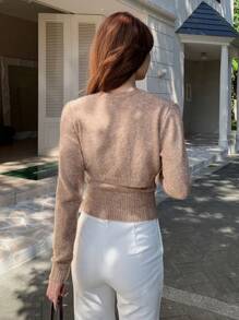 DAZY Stevige Cami knit top & Voorpand met knoppen Supercrop Cardigans