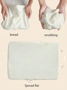 SHEIN Basic living 1入組淺褐色的雙拉鍊可壓縮服裝旅行收纳包 - 米色 - 查看 6