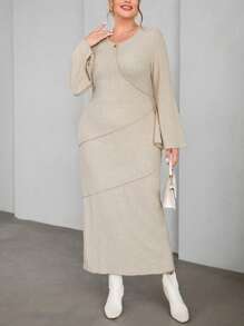 SHEIN Privé Plus Size Elegant Flared Sleeve Dress