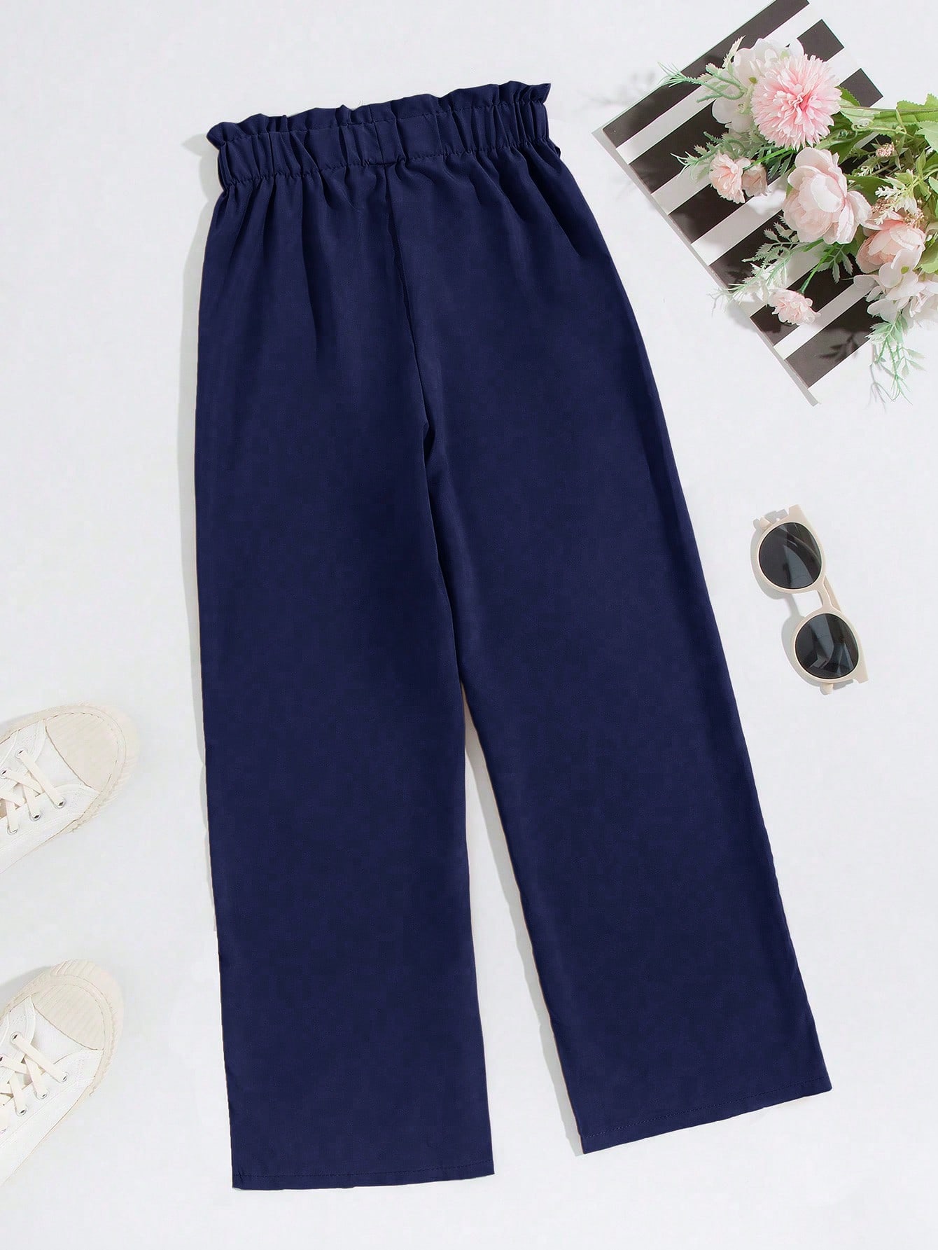 SHEIN بنطلون أزرق داكن مستقيم للفتاة المراهقة الجد...