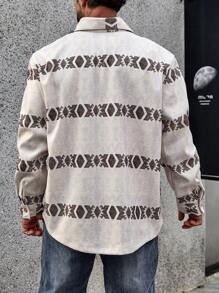 Manfinity Homme Nam Kích thước Lớn Hình học In Áo khoác kiểu sơ mi - Nhiều màu - Xem 2