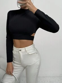 Zolique Cổ giả Cắt ra Top Cây trồng - màu đen - Xem 5