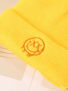 Sapstudio 男士表情刺繡翻邊豆豆帽 - 黃色 - 查看 3