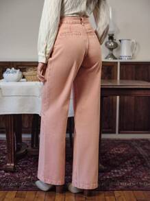 SHEIN Frenchy Women's Vintage Straight Leg Jeans - Pink - View 2