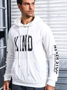 Gym Rark Sudadera deportiva para hombres con bolsillo canguro y cordón con gráfico de letras - Blanco - Ver 6