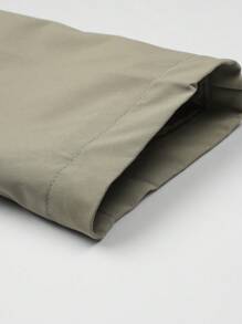 Calvornis Men's Trench Coat With Lapel Collar - Khaki - View 3