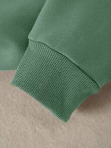 INAWLY 女士落肩字母印花卫衣，长袖上衣，毕业季、返校季、教师节，女士返校套头衫，秋季卫衣 - 綠色 - 查看 4