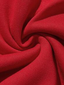 SHEIN LUNE Đồ họa Khẩu hiệu Lót nhiệt Áo nỉ - Đỏ - Xem 5